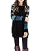 OUGES Women's Long Sleeve Round Neck Patchwork Casual Shirt Tops(Black,XXL)