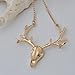Jane Stone Fashion Vintage Deer Head Skull Statement Antler Bar Pendant Necklace for Women(Fn0780)