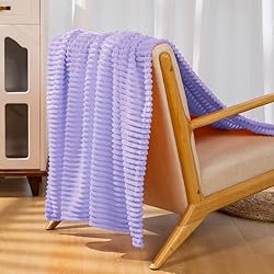 Vessia Flannel Fleece Striped Bed Blanket Twin