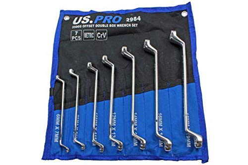 US PRO Tools 7pc Double Hex 35 Deg Offset Swan Neck Spanner Set 6-19mm 2984