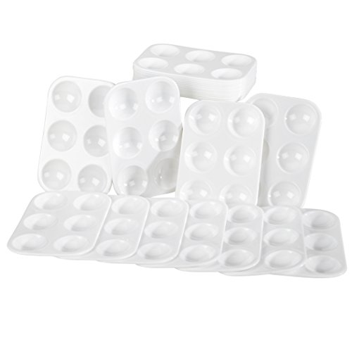 Artlicious - Rectangular Paint Tray Palettes Cups - Best for Acrylic, Oil, Watercolor Paints & Paint Brushes (6 Pack)