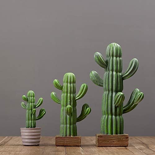 Sculpture Ornament Artwork Simulated Plant Cactus Pillar Potted Living Room Model Shop Layout Green Planting,A Set