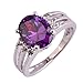 Psiroy 925 Sterling Silver Plated Oval Shaped Simulated Amethyst Ring Size 8
