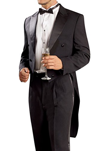 GEORGE BRIDE Men's Black Tuxedo Groom Tailcoat Suit 2 Piece Formal Tuxedo Tails Suit ,XL