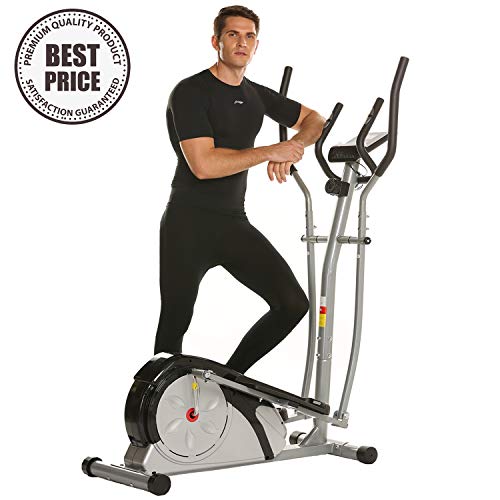 ncient Elliptical Machine Eliptical Trainer Exercise Machine for Home Use Magnetic Smooth Quiet Driven with LCD Monitor and Pulse Rate Grips (Black) - Thumbnail 7