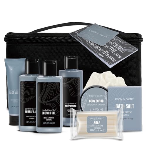 BODY & EARTH Reinigen Geschenkeset für Männer, 8 Pcs Leder Duft Herren Geschenkset, Geburtstagsgeschenke für Familienmitglieder und Kollegen, Vatertag