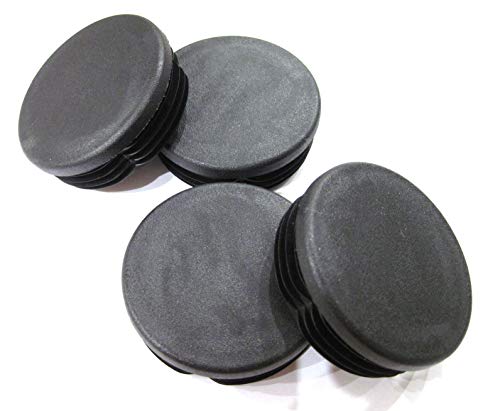 4 Pack: 2 1/4 Inch Round Black Plastic Tubing Hole Plug, Pipe Tubing End Cap, Steel Fence Post and Furniture Pipe Tube Cover
