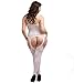 Curbigals Sexy Lace Strappy Crotchless Bodystocking Plus Size Fishnet Teddy Lingerie (White)