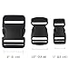 BEAULEGAN Plastic Buckles 2 Inch (Pack of 4) - Quick Side Release for Luggage Straps, Pet Collar, Backpack Repair, Dual Adjustable Ends, Black