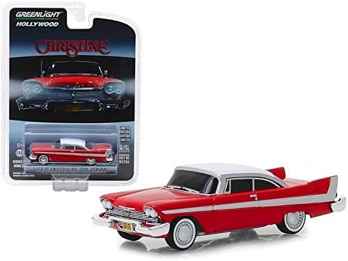 Greenlight 44840B 1/64 1958 Plymouth Fury Red with White Top Evil Version (Blacked Out Windows) Christine (1983) Diecast Model Car