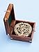 Hampton Nautical Solid Brass Round Sundial Compass with Rosewood Box, Brass