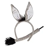Animal Ears and Tail Set Grey Donkey Fancy Dress Accessory Plush Halloween