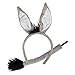 Animal Ears and Tail Set Grey Donkey Fancy Dress Accessory Plush Halloween