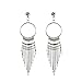 DDLBiz Women Fashion Bohemian Long Metal Tassel Crystal Dangle Earring Earrings Eardrop Hoops Jewelry (Silver)