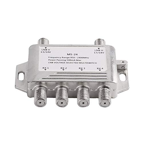CloverUS Mini Portable 2x4 JS-MS24 Satellite Signal Multiswitch LNB Voltage Selected 950-2400MHz Multiswitch LNB Receiver Multiswitch