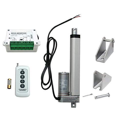 ECO-WORTHY 12 Volt 6 Inch Linear Actuator 12V 1500N Motor Wireless Remote Controller Kit + Brackets