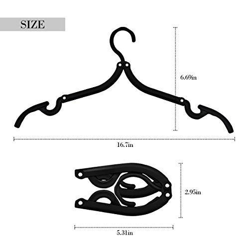 12 PCS Portable Folding Clothes Hangers Travel Accessories Foldable Clothes Drying Rack for Travel (Black)