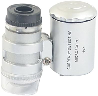FactoryDirectPro Smallest 60X Microscope 2 Led Light Eye Lens Mini Magnifier Loupe With Uv