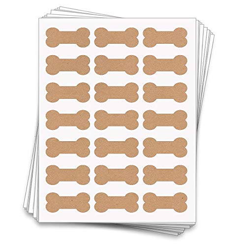 105 Printable Dog Bone Labels, 2.4" x 1.1" Inches, Kraft