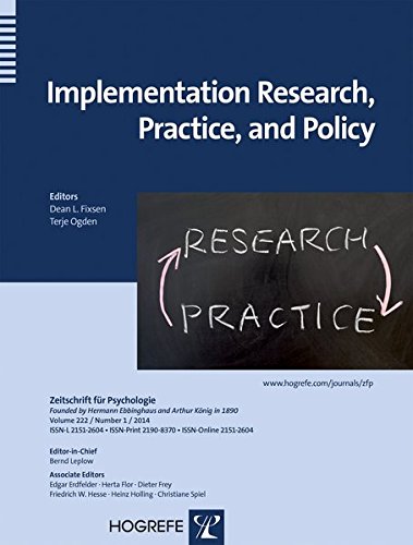 Implementation Research, Practice, and Policy, Topical issue in the Zeitschrift fuer Psychologie