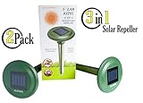 3-in-1 Extra-Large Solar Powered Sonic Pest Repeller. Repels Moles, Snakes, Gophers, Vole, Shrew. Waterproof and Child/Pet Safe for lawns or gardens. Humane way to maintain pest control. (2-Pack)