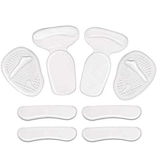 Heel Pads Heel Grips for Prevent Blister Relief Heel Pain, High Heel Inserts for Heels Rubbing,Ball of Foot Insoles,Back of Heel Cushion Heel Liner for Women and Men Shoes Too Big (Clear)