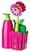 Vigar Flower Power Kitchen Soap Dispenser Set, Dish Soap Dispenser with Sponge Caddy and Dish Brush, Perfect Kitchen Sink Caddy, Pink, Green
