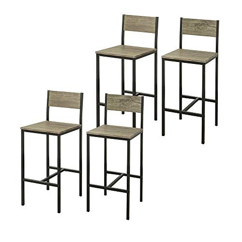 SoBuy FST53-Ax4 4-er Set Barhocker Barstühle mit Rücken-Lehne Thekenstühle mit Fußstütze, Sitzhöhe 67 cm, BHT ca…