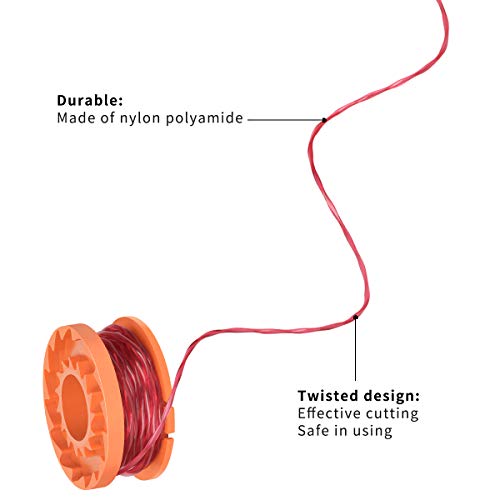 Generep Weed Eater String Generic Replacement Trimmer Line for Worx WA0010 WG180 WG163 Spools,10 ft/0.065 Inch Trimmer String Refills Parts,WA6531 GT Spools Cap Cover(8 Spools, 2 Caps)