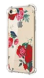 iPhone 7 Case,Cutebe Ultra Slim Hybrid Shockproof Hard PC+TPU Bumper Case Scratch-Resistant Cover for Apple iPhone 7 4.7 Inch Rose Flower