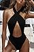 MERCHAM Women Sexy Halter Criss Cross Cut Out Low Back One Piece Swimsuit Bathing Suit