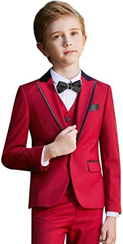 ELPA ELPA Boys Slim Fit Formal Suit Set 6 Piece Single Breasted Peaked