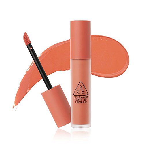 3CE New Soft Lip Lacquer 6g #PEACH TEA MLBB Nudie Peach Color Long lasting Tint