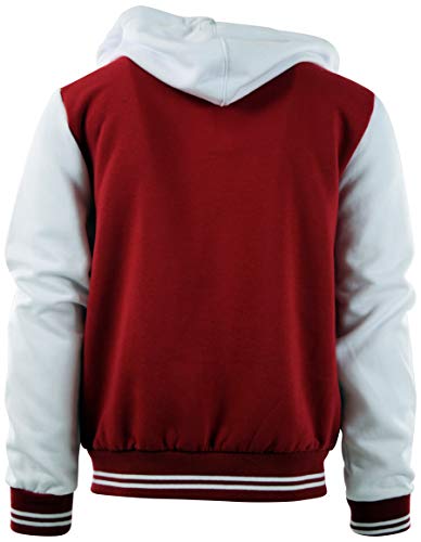 ChoiceApparel Mens Baseball Varsity Jacket with Detachable Hoodie (XL, 611-Red/White)