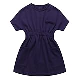 Richie House Girls' Elastic Waisted Dress with Patch Pockets RH1175