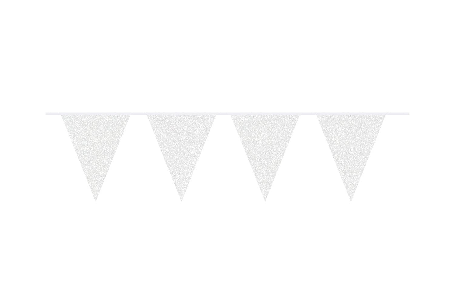 Folat 60231 White Glitter Bunting Garland-6 m