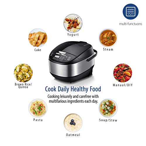 COMFEE' MB-FS5077 Japanese, Professional 17-in-1 Multi Cooker, Rice Warmer with Food Steamer, Stainless Steel Inner Pot, 5L 20 Cups, (Renewed)