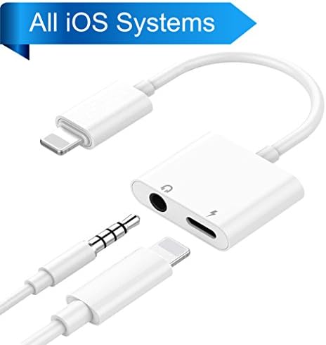 Lightning Adapter Headphone Jack Dongle for iPhone 7 7plus 8 8plus X iPad Aux Lightening Adaptor 3.5mm Jack Aux Earphone Connector Compatible Audio Charger Cable Accessories Support iOS11 or Later