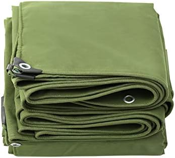 KSWD Cover Tarp Fireproof, Tarpaulin Waterproof - Tarp Sheet 650g/Square Metre Thicker Tear Proof Canvas, Military Green,4x6m