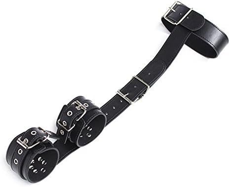Black PU Leather Hand Control Collar Braces Straps