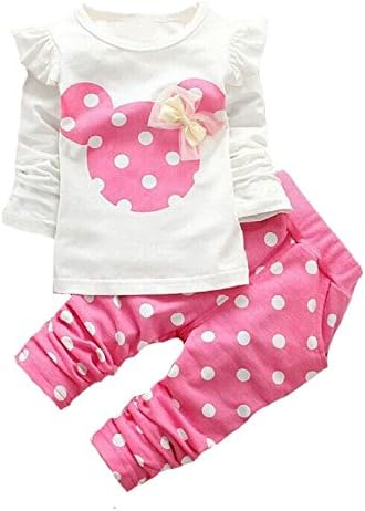 2016 Kids Clothes Girls Baby Long Sleeve Shirt Pants Outfits Clothing Set(Pink,3T)