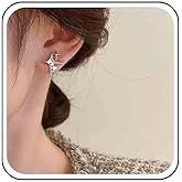 Ximdble Vintage Crystal Star Stud Earrings Silver Rhinestone Star Earrings Boho Cz Star Earrings Sparkly Cubic Zirconia Earrings Jewelry for Women