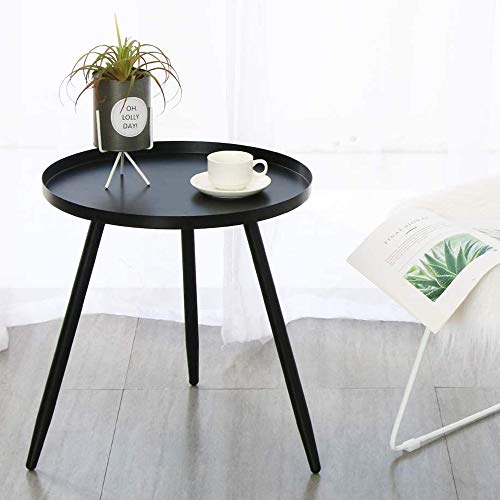 Tray Metal Round Side End Table For Outdoor Or Indoor Use Outdoor Side Table Round Anti Rust And Waterproof Nightstand Sofa Tables Accent Coffee Table L Black Pricepulse