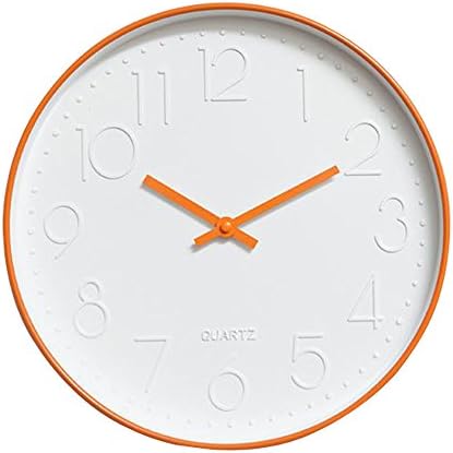 Foyou 12 Inch Silent Non Ticking Quartz Modern Round Decoretive Wall Clock (Orange)