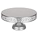 Amalfi Decor 14 Inch Cake Stand, Dessert Cupcake Pastry Candy Display Plate for Wedding Event Birthday Party, Large Round Metal Pedestal Holder, Silver
