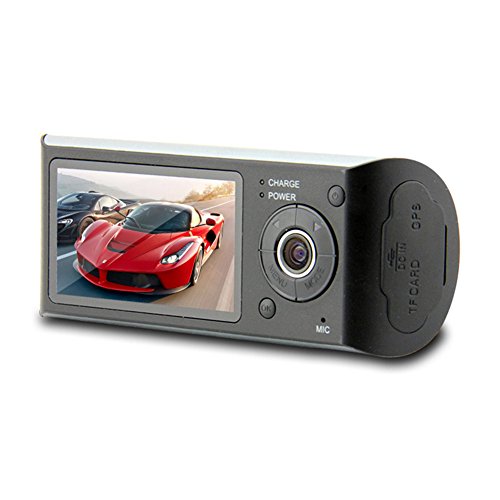 Dual Lens Car DVR, 2.7" TFT Full HD 1080P Front and Rear Car Camera Dashcam, Build in 2 CMOS Sensors GPS module Memory Card Motion Detection, G-Sensor Night Vision Motion Detection(With GPS)