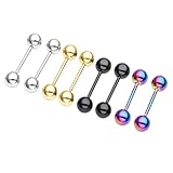 JOVIVI 8pc 16G Mix-color Stainless Steel Barbell Lip/Eyebrow/Noese/Nipple Piercing Rings Earrings 1/2