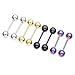 JOVIVI 8pc 16G Mix-color Stainless Steel Barbell Lip/Eyebrow/Noese/Nipple Piercing Rings Earrings 1/2