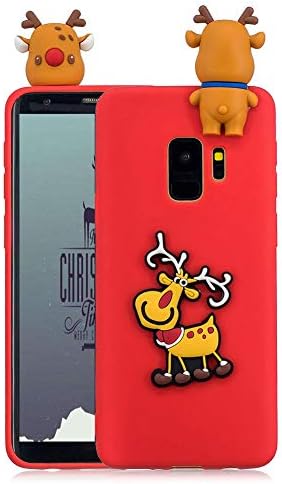 Samsung Galaxy S9 Plus Case, [Christmas Present] 3D Cartoon Design Ultra Thin Lightweight Matte Soft Silicone Gel TPU Cover, Shockproof Non-Slip Anti-Scratch Protective Case [Elk Red]