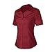 SUNNOW Womens Tailored Short Sleeve Basic Simple Button-Down Shirt with Stretch (XL, Wine Red)